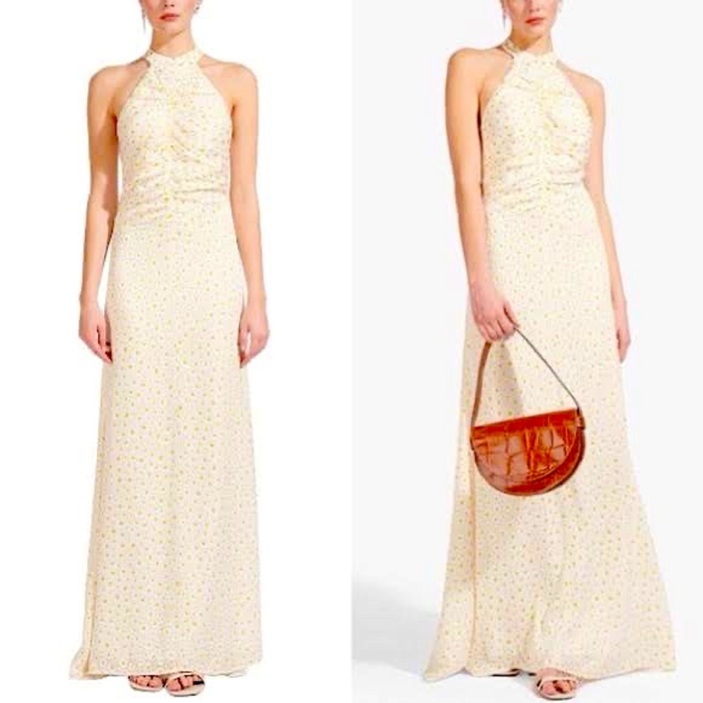 STAUD coastal dress in white/yellow daisy